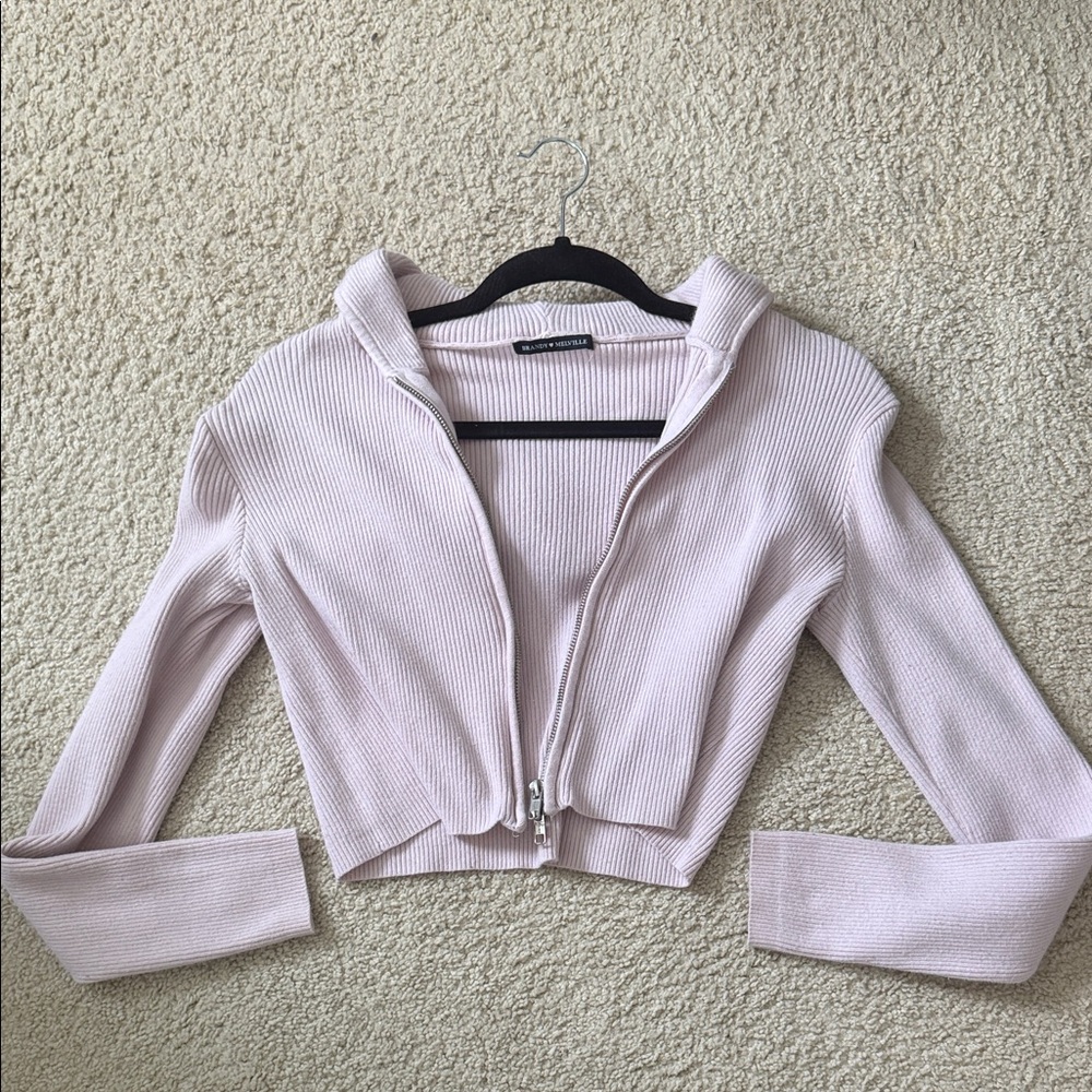 Brandy Melville Soft Pink Zip-Up Cardigan